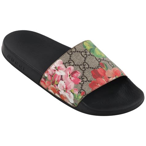 black floral gucci slides